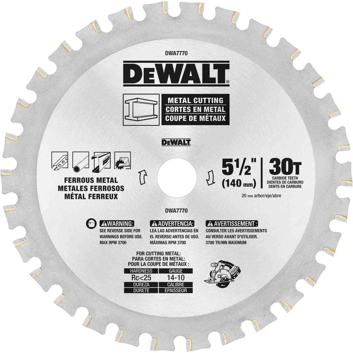 Dewalt DWA7770 5 1/2-Inch 30T Ferrous Metal Cutting 20mm Arbor