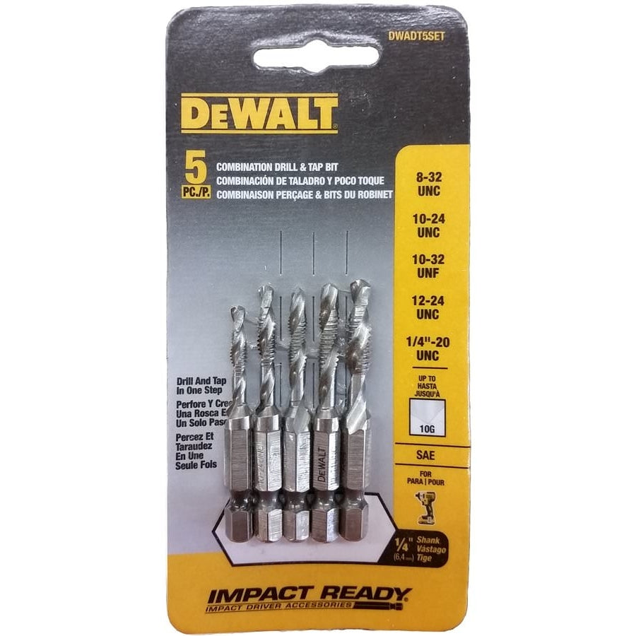 DeWalt DWADT5SET Impact Ready 5-Piece Drill & Tap Bit Set