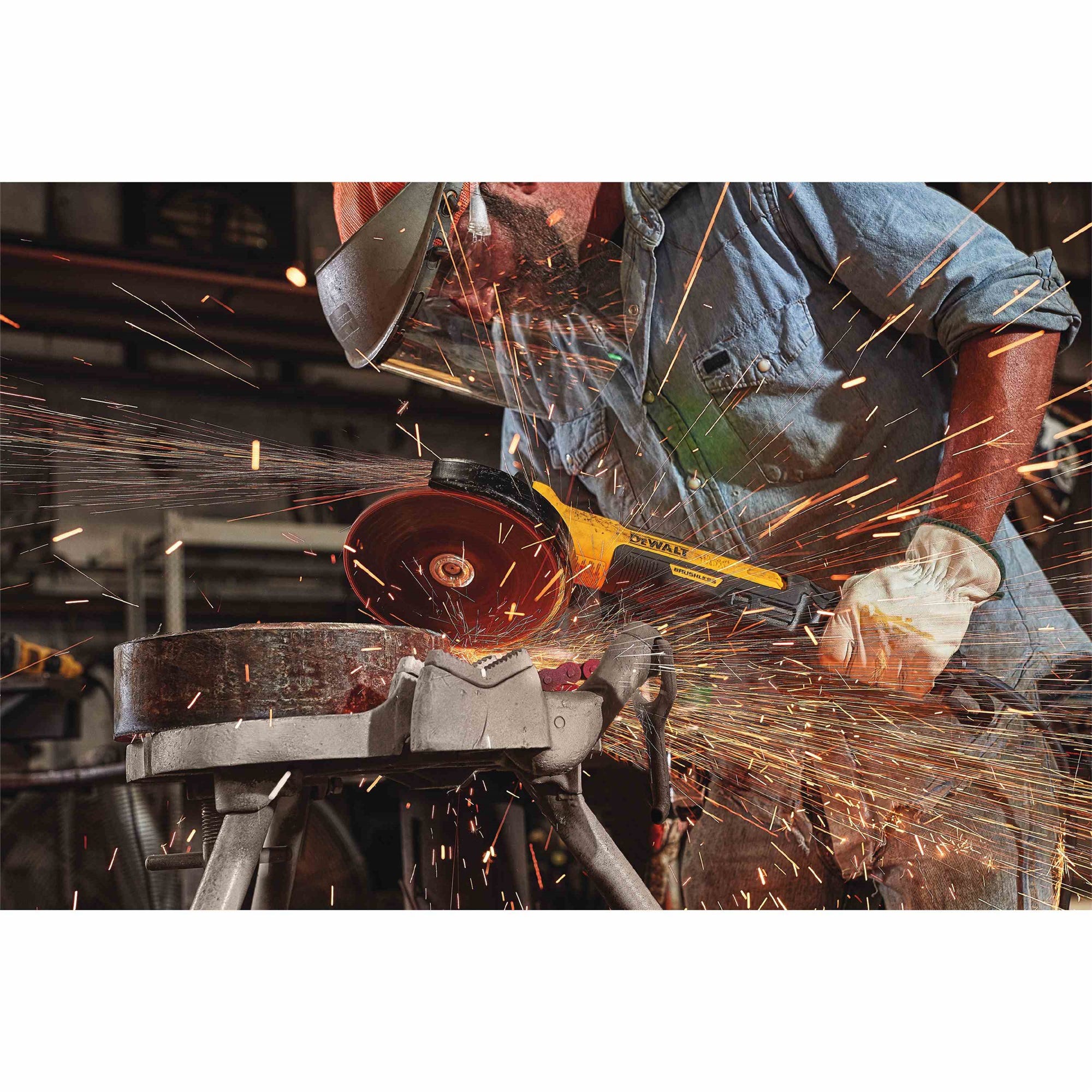 DeWalt DWE43840CN 7" Brushless Small Angle Grinder, Rat Tail, With Kickback Brake, No Lock, Pipeline Cover