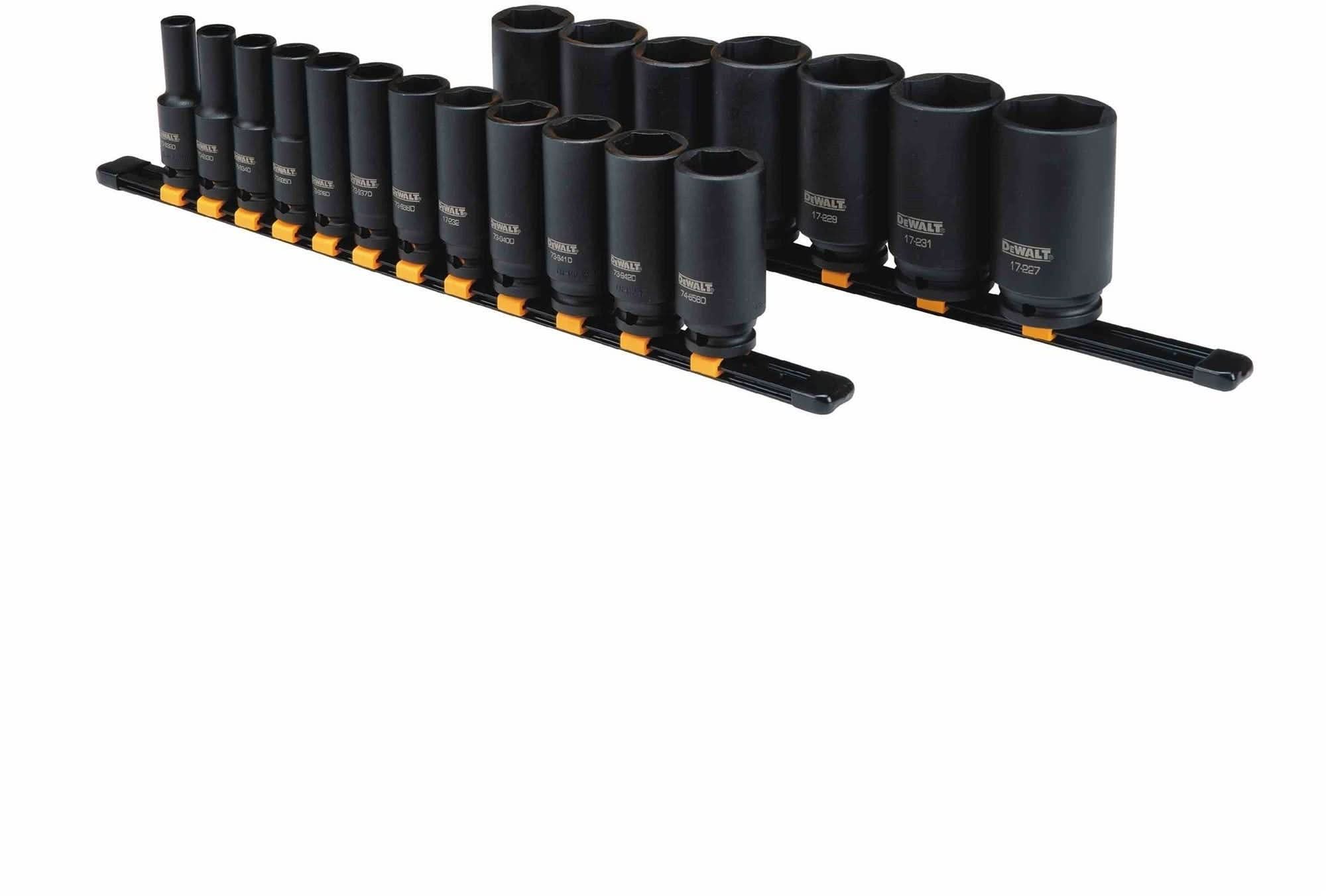 DeWalt 20V MAX XR 1/2" High Torque Impact Wrench 5.0Ah Kit plus 19-Piece 1/2-in Drive Deep 6PT Impact Socket Set