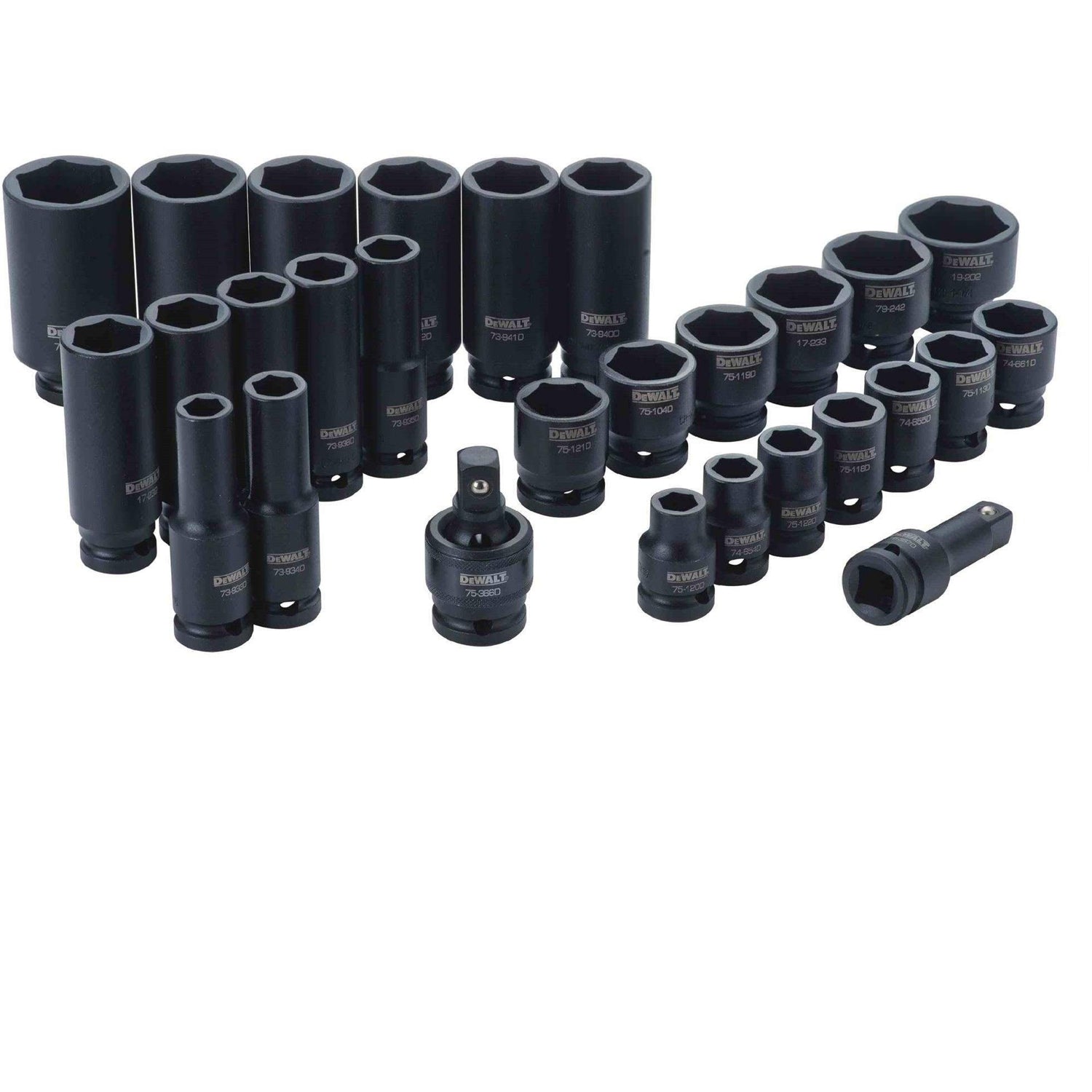 Dewalt DWMT19244 28 Piece 1/2-in Drive Standard & Deep Impact Socket Set 6 PT