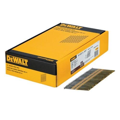 DeWalt DWRHS12D131 3-1/4-Inch x .131-Inch Plastic Collated 21 degree Smooth Bright Full Round Head Nail 2,000-Pack