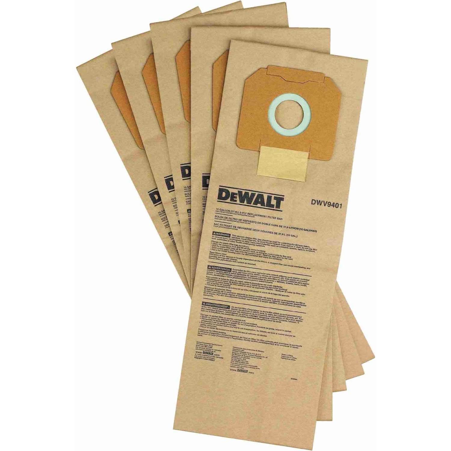 Paper Bag for DEWALT Dust Extractors, 5-Pack