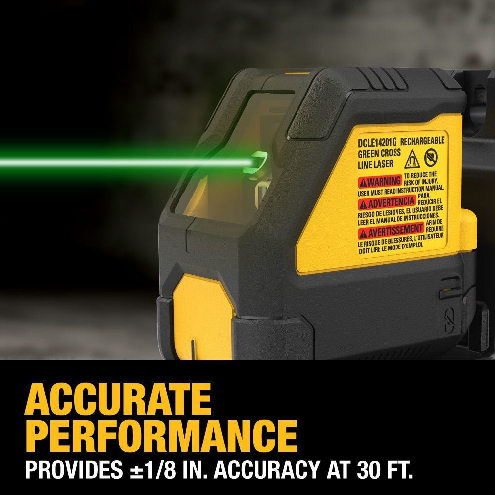 DeWalt DCLE14201GB USB Rechargeable Green Cross Line Laser Base Kit