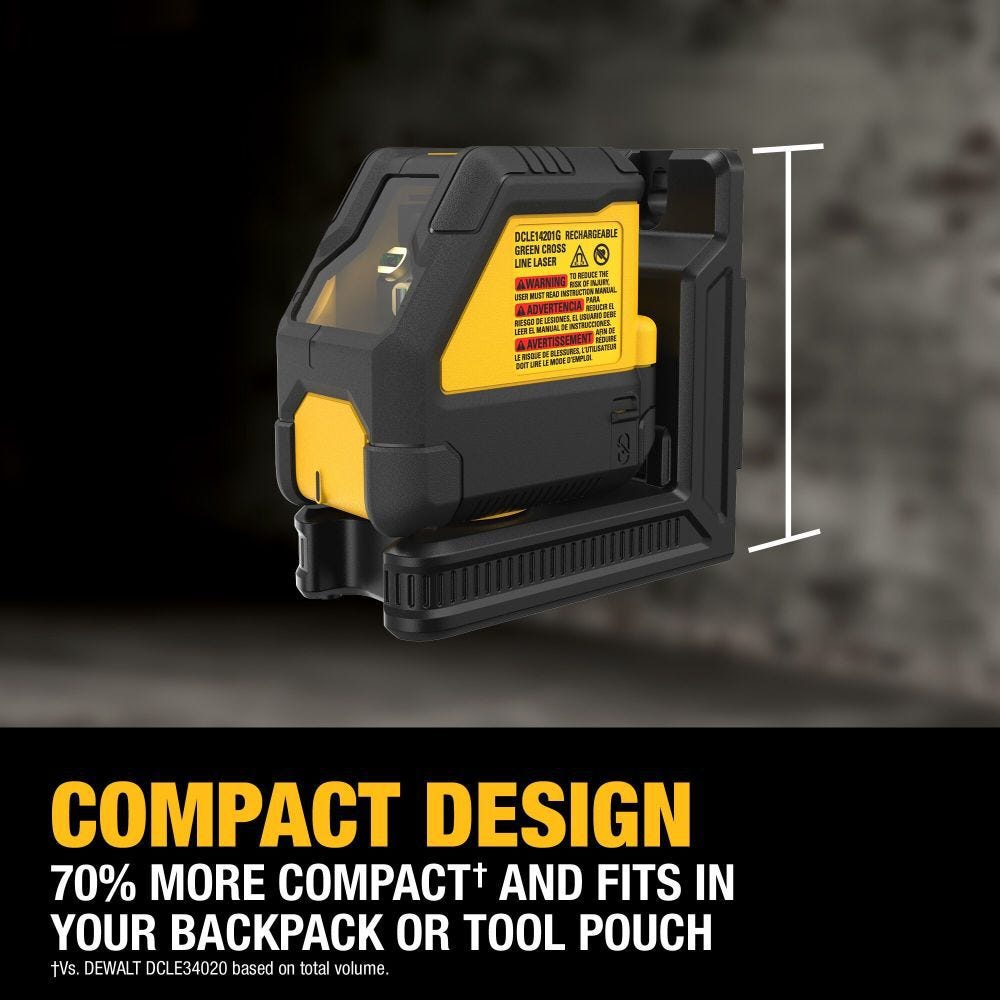 DeWalt DCLE14201GB USB Rechargeable Green Cross Line Laser Base Kit
