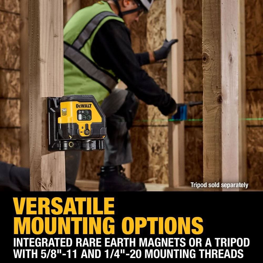 DeWalt DCLE14201GB USB Rechargeable Green Cross Line Laser Base