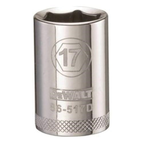 DeWALT DWMT86517OSP 1/2 in. Drive 17 mm 6-Point Socket for 17 mm metric fasteners, chrome hand socket for automotive and mechanical work