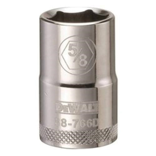 DeWALT DWMT88766OSP 1/2 in. Drive 5/8 in. 6-Point Socket for 5/8 in. SAE fasteners, chrome hand socket for automotive and mechanical work