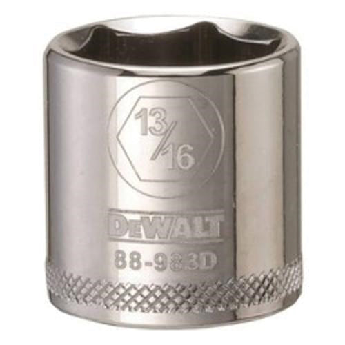 DeWALT DWMT88983OSP 3/8 in. Drive 13/16 in. 6-Point Socket for 13/16 in. SAE fasteners, chrome hand socket for automotive and mechanical work