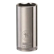 DeWALT DWMT94961OSP 3/8 in. Drive 19 mm 6-Point Deep Socket for 19 mm metric fasteners, chrome hand socket for automotive and mechanical work