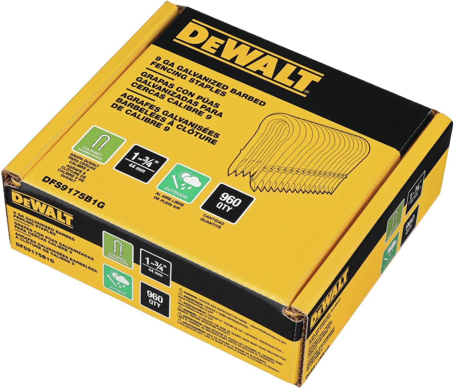 DeWalt DFS9175B1G 9-Gauge 1-3/4" Galvanized Barbed Staples, 960-Pack
