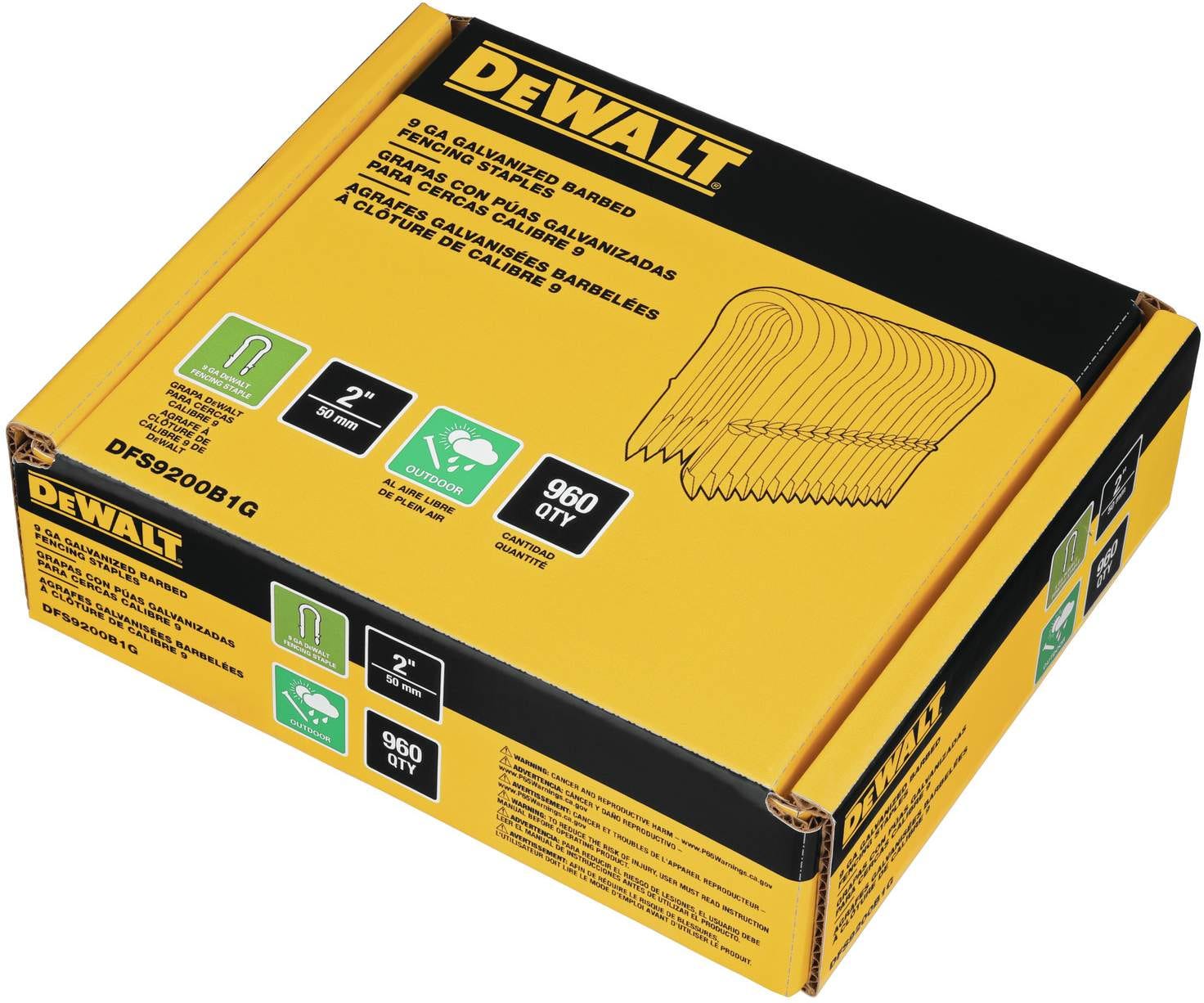 DeWalt DFS9200B1G 9-Gauge 2" Galvanized Barbed Staples, 960-Pack
