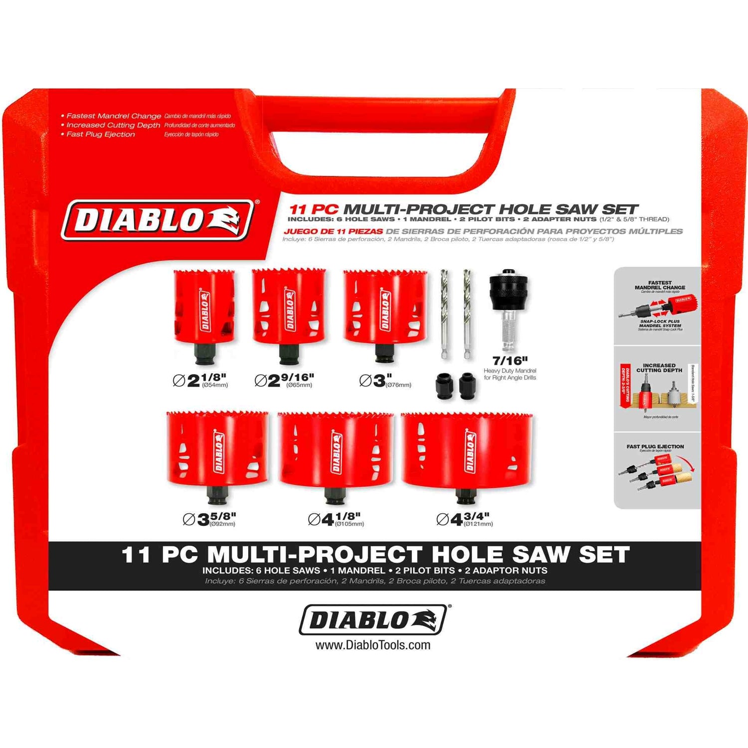 Diablo DHS11SLD Multi-Project Bi-Metal Hole Saw 11-Piece Set