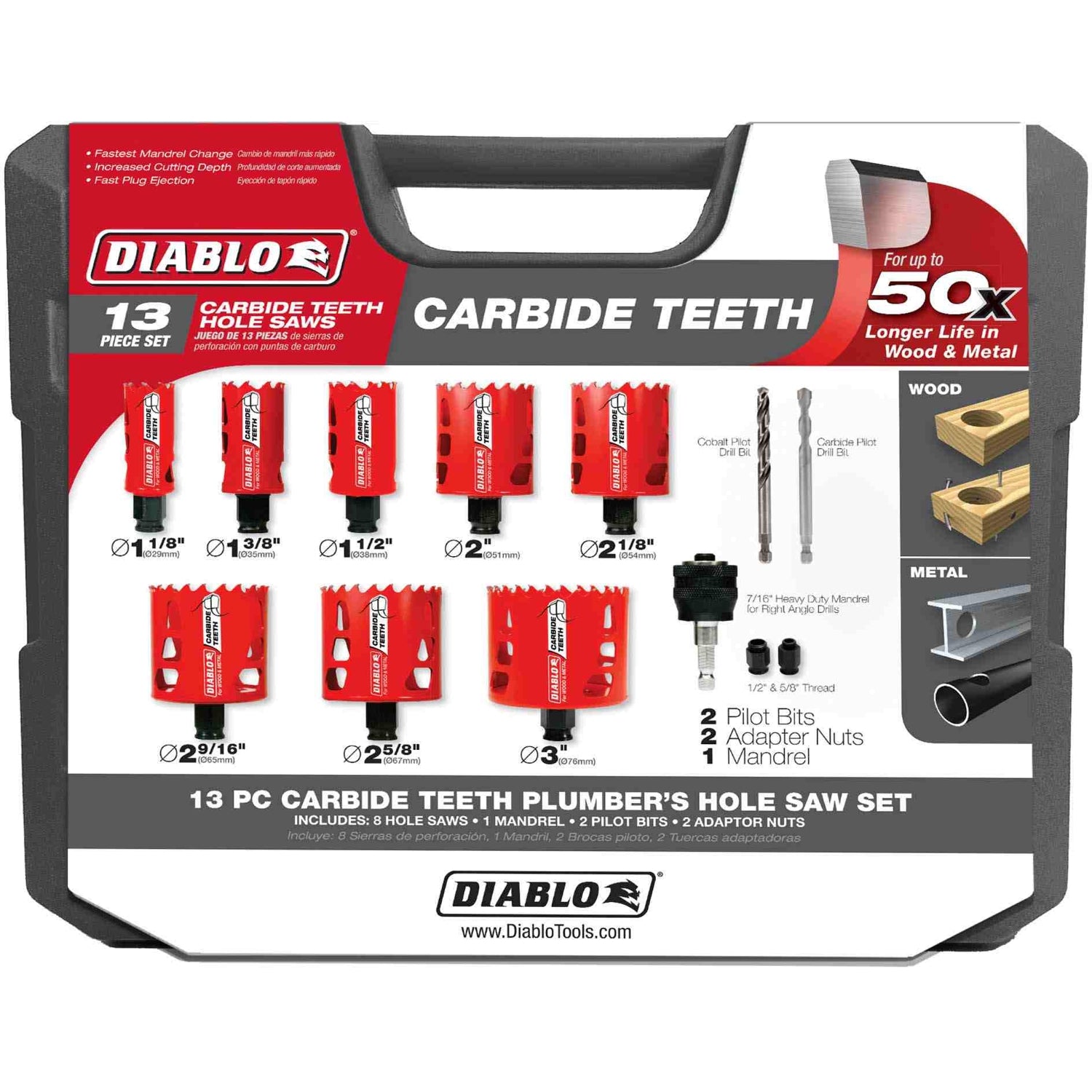 Diablo DHS13SPLCT 13-Piece Carbide Plumbers Hole Saw Set