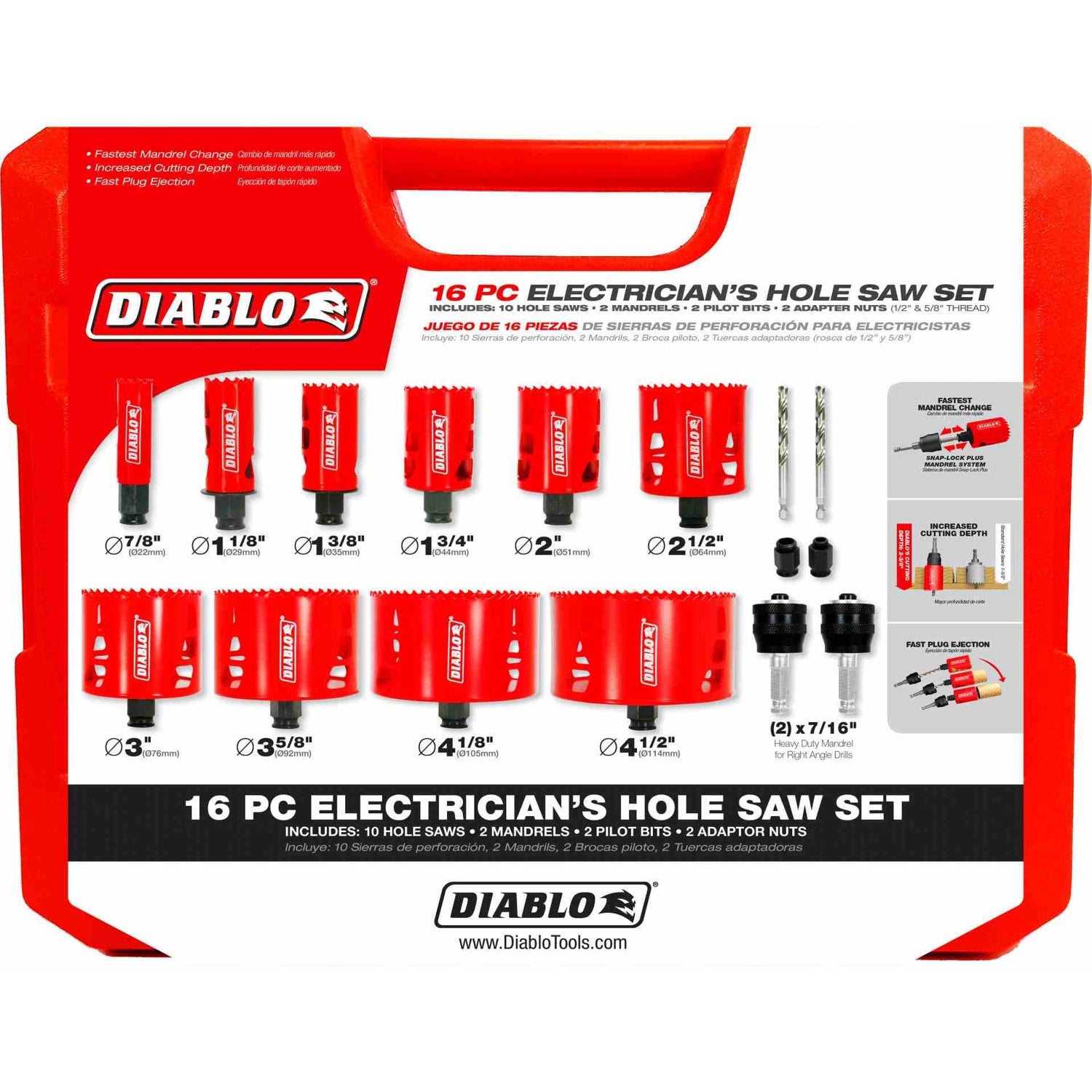 Diablo DHS16SEL 16-Piece Electrician's Bi-Metal Hole Saw Set