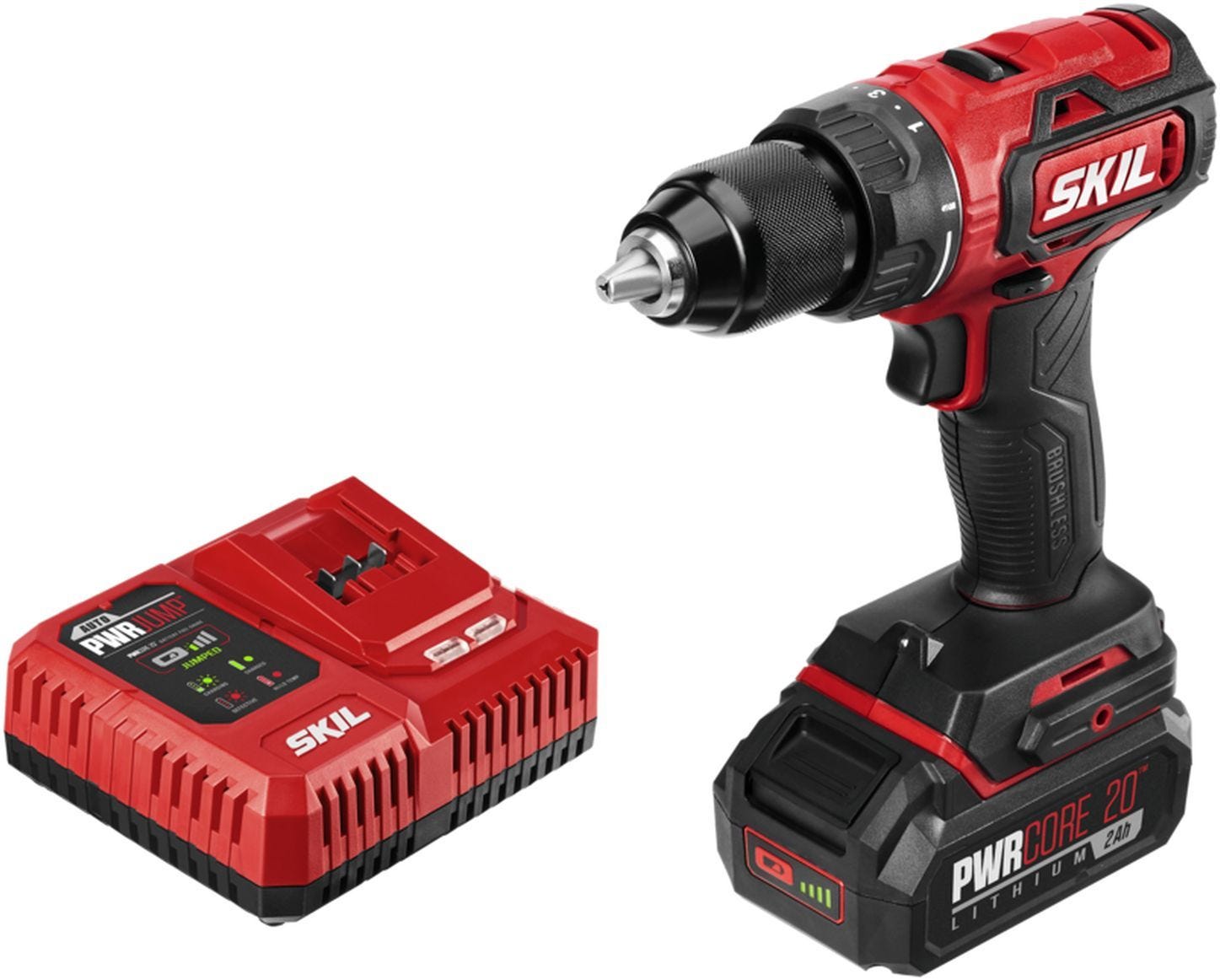 SKIL DL529302 PWR CORE 20 Brushless 20V 1/2 In. Drill Driver Kit with Auto PWR JUMP Charger
