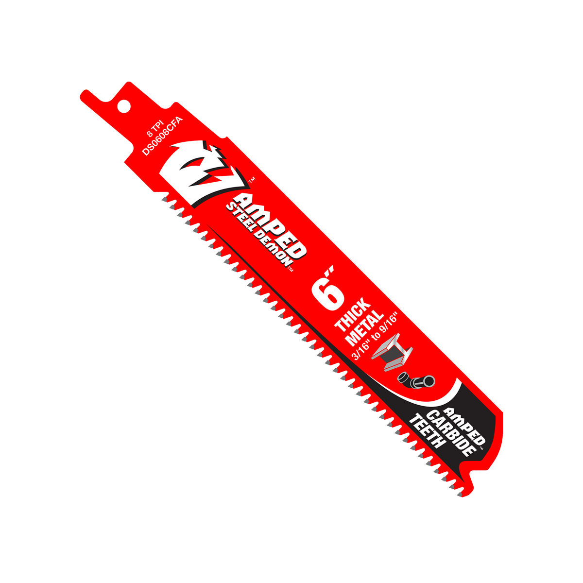 Diablo DS0608CFA10 6-in. 8TPI AMPED Steel Demon Carbide Teeth Reciprocating Saw Blade for Thick Metal
