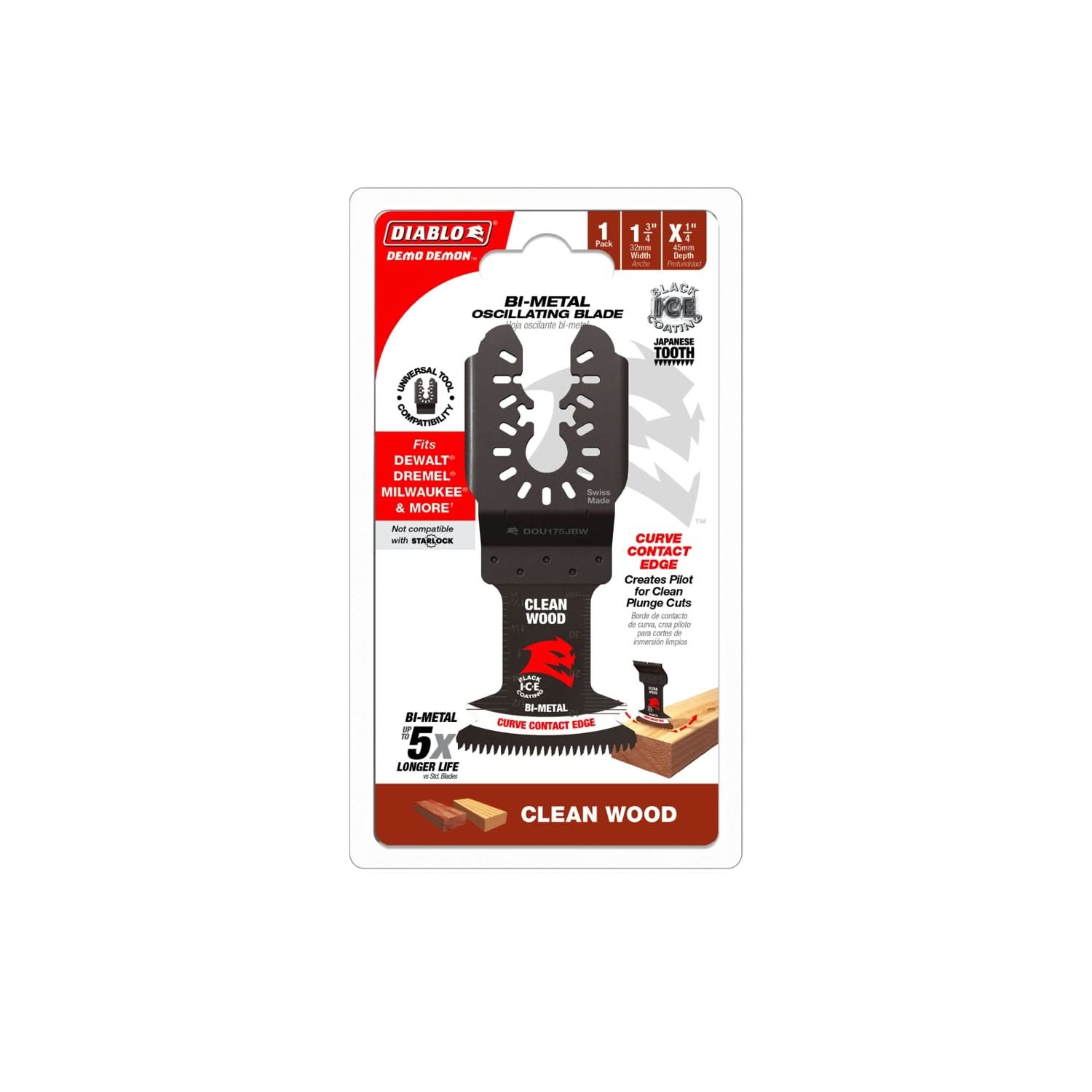 Diablo DOU175JBW Demo Demon 1-3/4 in. Bi-Metal Oscillating Blade for Clean Wood