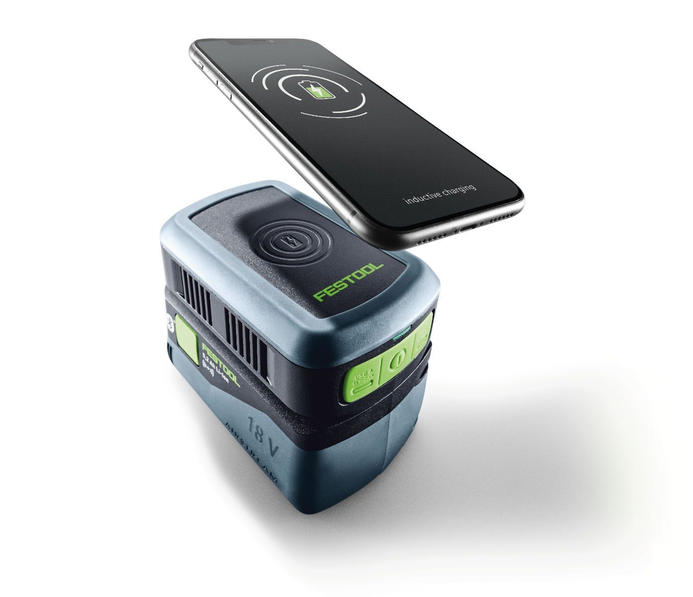 Festool BP 18 Li 5.0 ASI 18V Airstream Bluetooth Battery with PHC Wireless Phone Charger & USB Adapter
