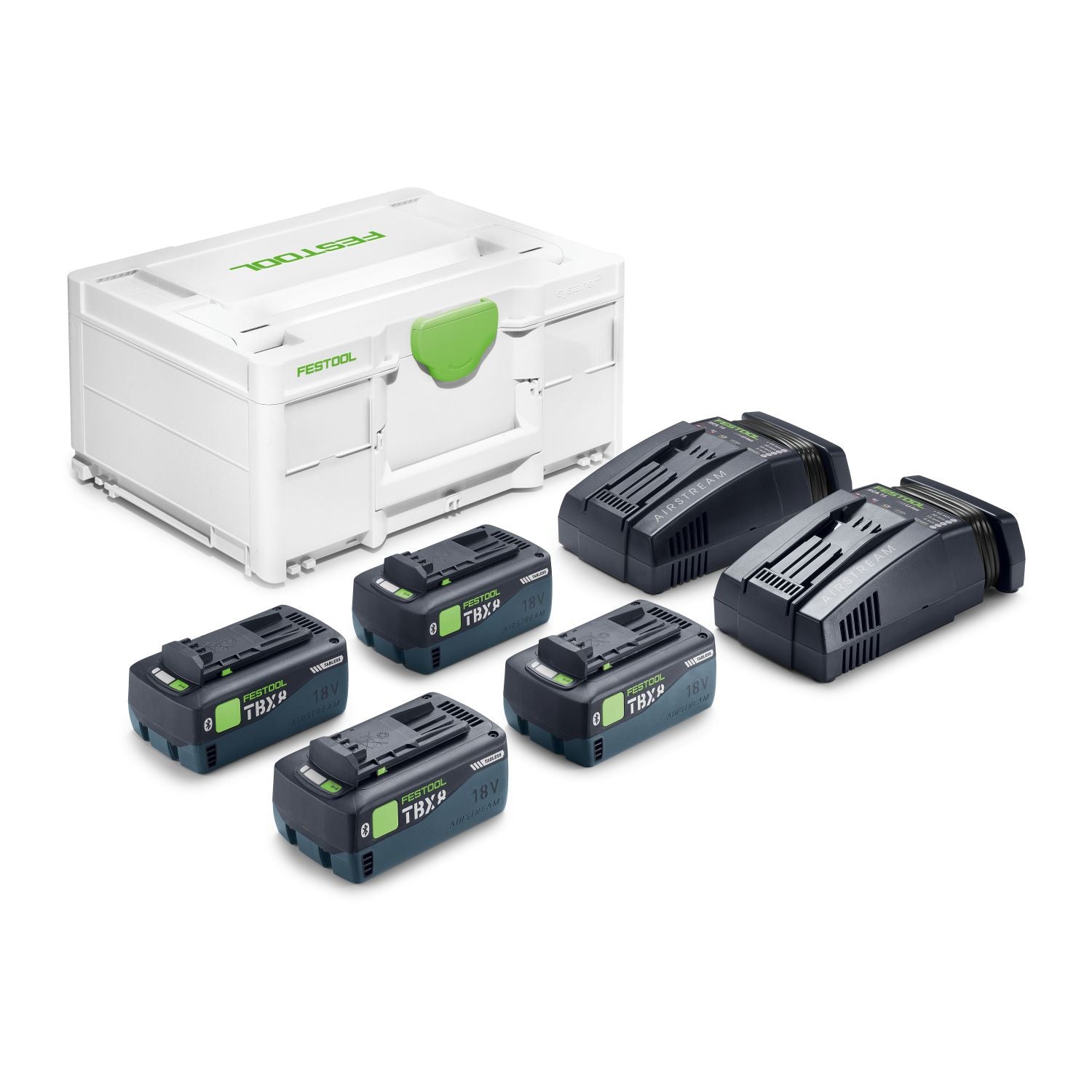 Festool 18V Energy Systainer Set w/ (4) TBX 8.0Ah Batteries + (2) SCA 16 Chargers (578947)