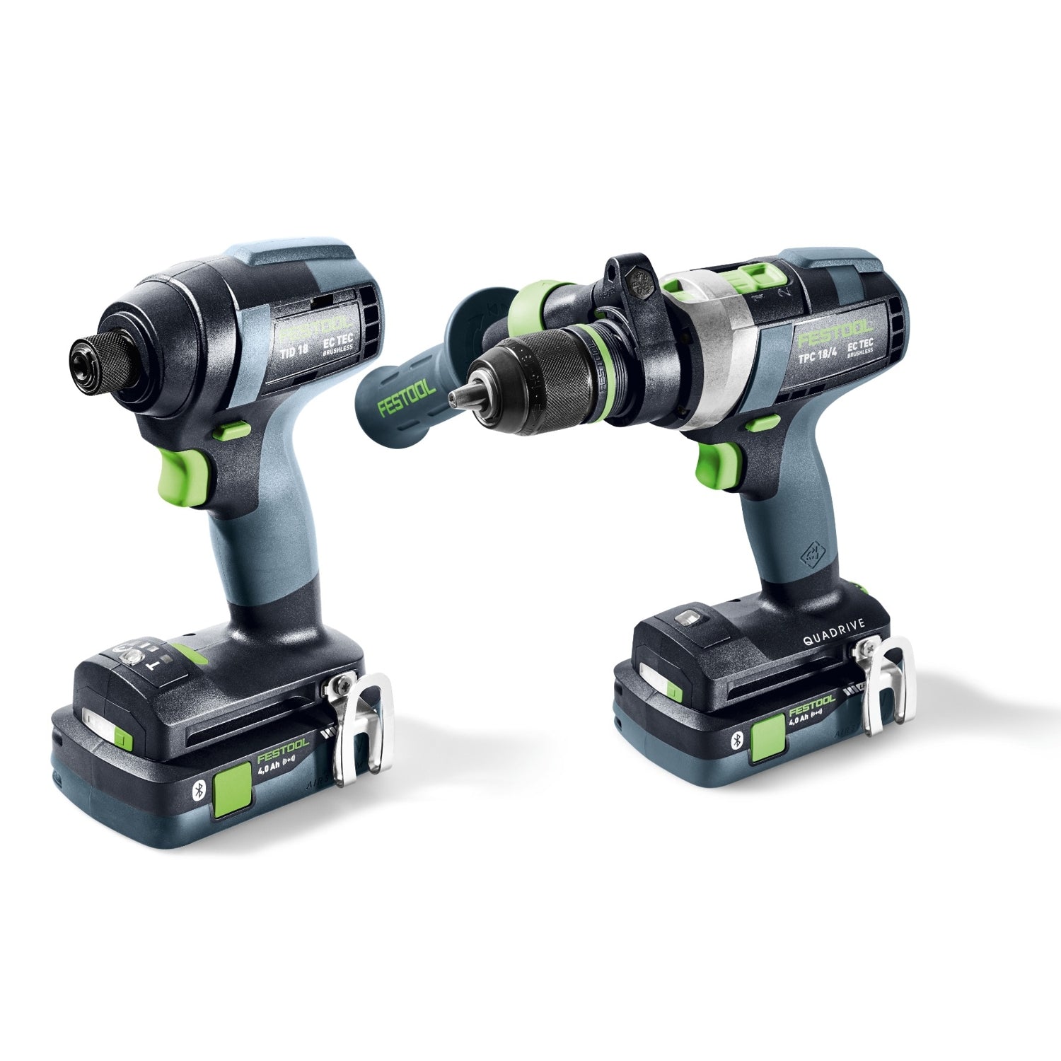 Festool 577616 QUADRIVE TPC 18/4 Cordless Hammer Drill and TID 18 Cordless Impact Screwdriver Combo Kit w/ Systainer3