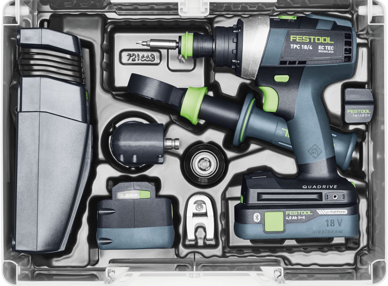 Festool 577626 QUADRIVE TPC 18/4 Cordless Hammer Drill 18V 4.0Ah Set w/ Systainer3