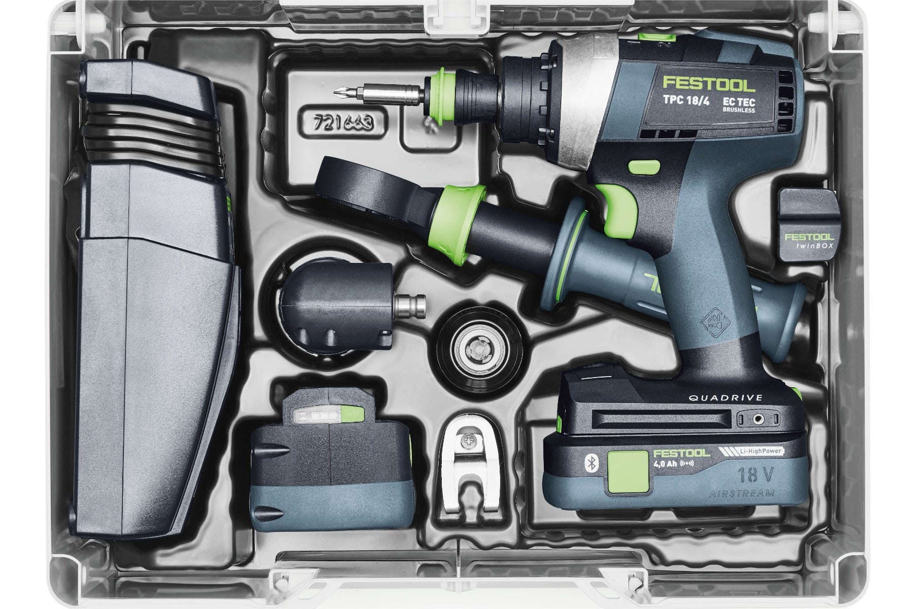 Festool 577627 QUADRIVE TPC 18/4 Cordless Hammer Drill Bare Tool Basic Set w/ Systainer SYS3