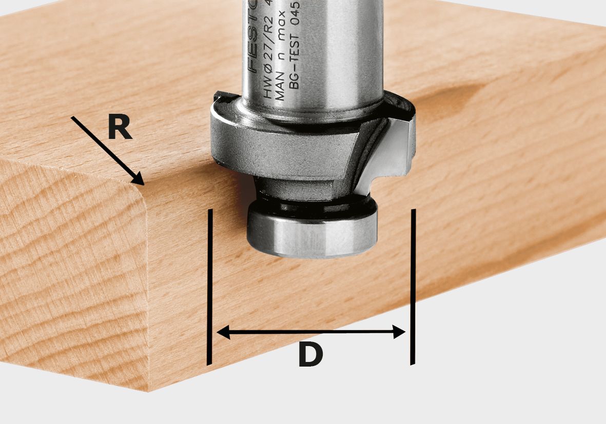 Festool 27mm x 6mm Roundover Router Bit w/o Bearing for OFKC 500 Route ...