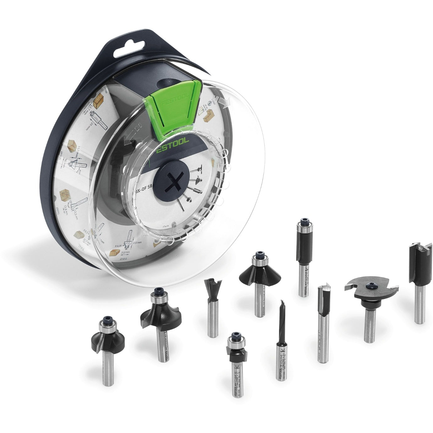 Festool 498979 Box-OF HW S8 Mix 10-Piece 8mm Shank Router Bit Holiday Value Set