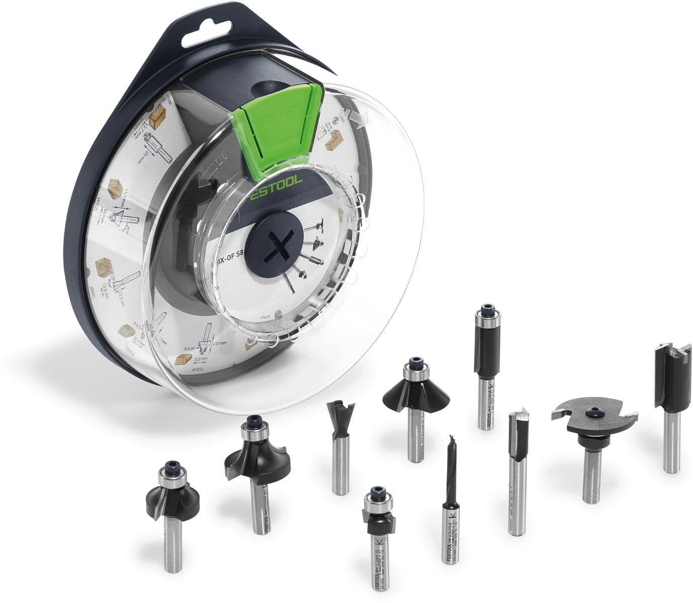 Festool Box-OF HW S8 Mix 10-Piece 8mm Shank Router Bit Holiday Value Pack with Router Bit Storage Systainer3
