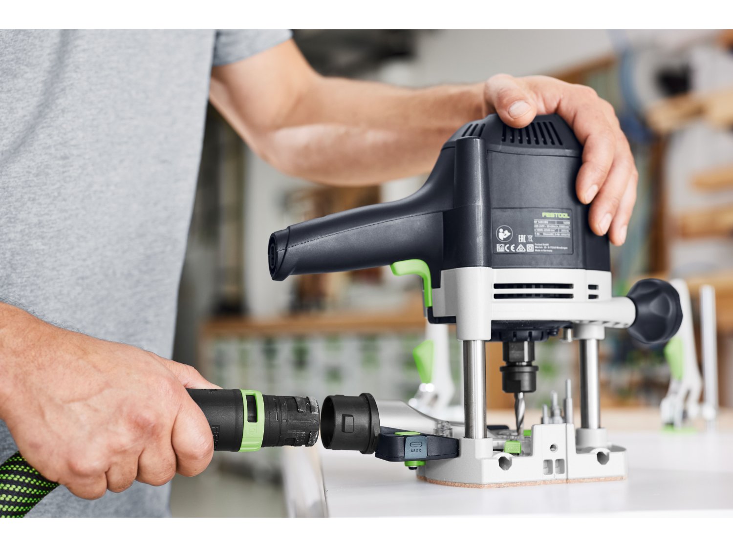 Festool Dust Extraction Port with Light Module for OF 1400 Router (578683)
