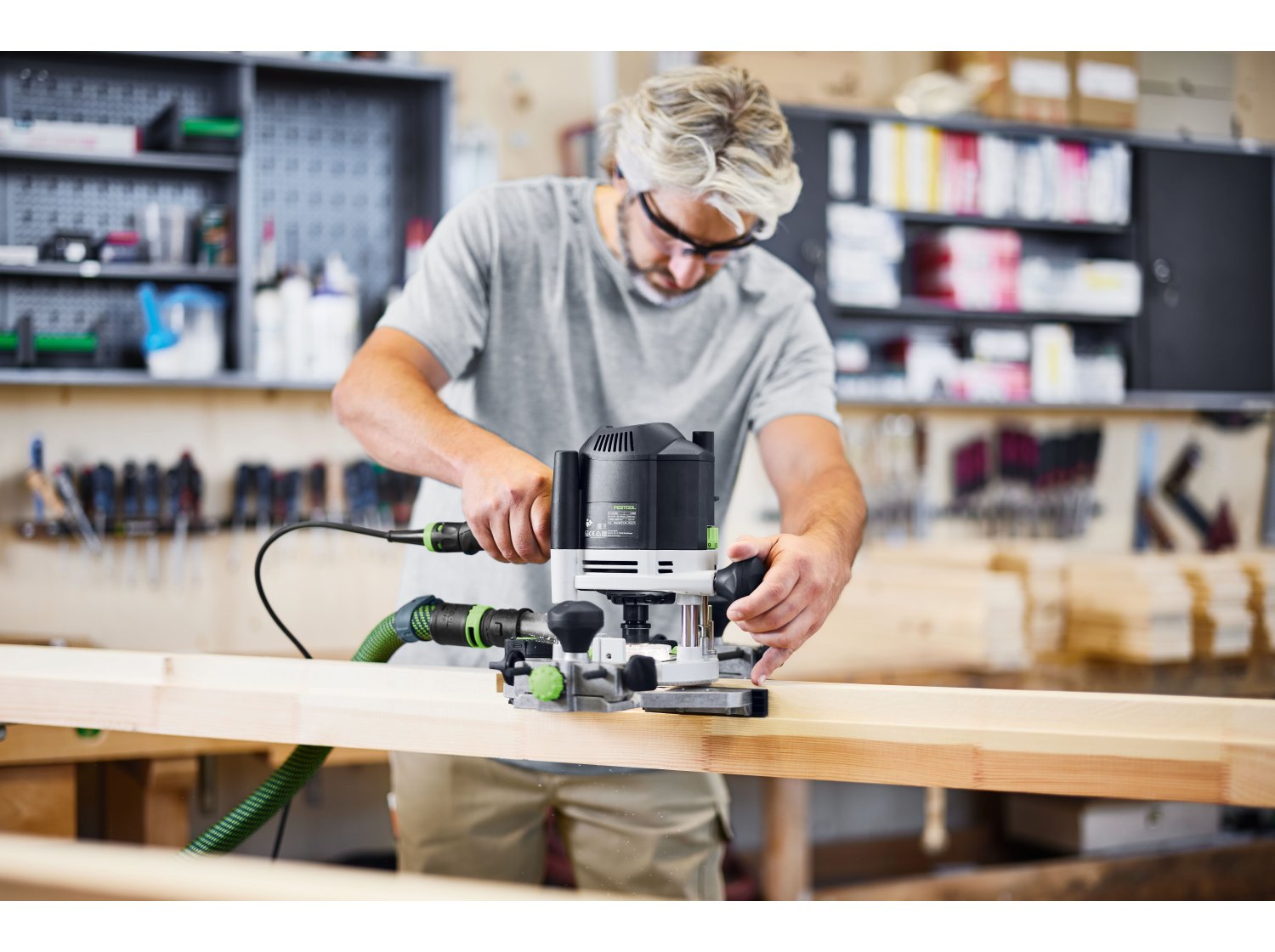 Festool OF 1400 EBQ-Plus Corded Plunge Router with LED Light in Systainer (578951)