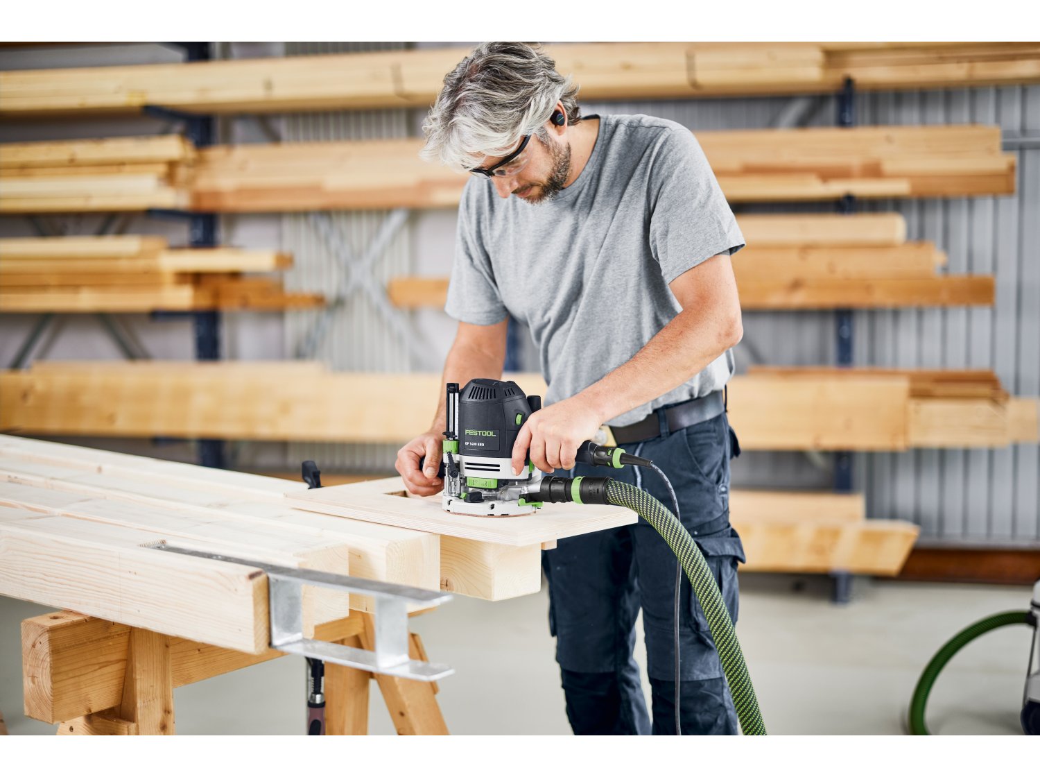 Festool OF 1400 EBQ-Plus Corded Plunge Router with LED Light in Systainer (578951)