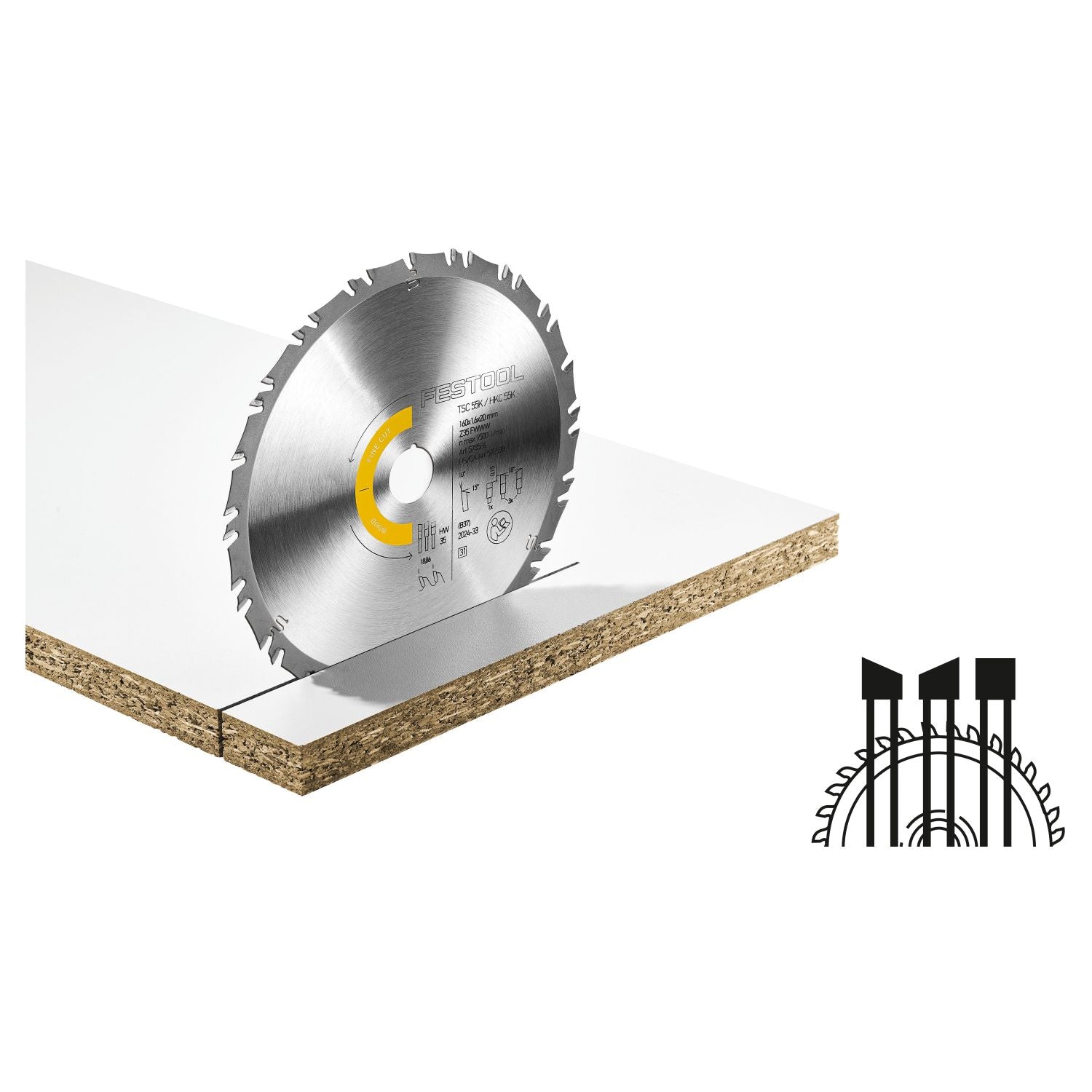 Festool Wood Fine Cut Saw Blade, 35-Tooth x 160mm for TSC 55 / KHC 55 Track Saws (578590)