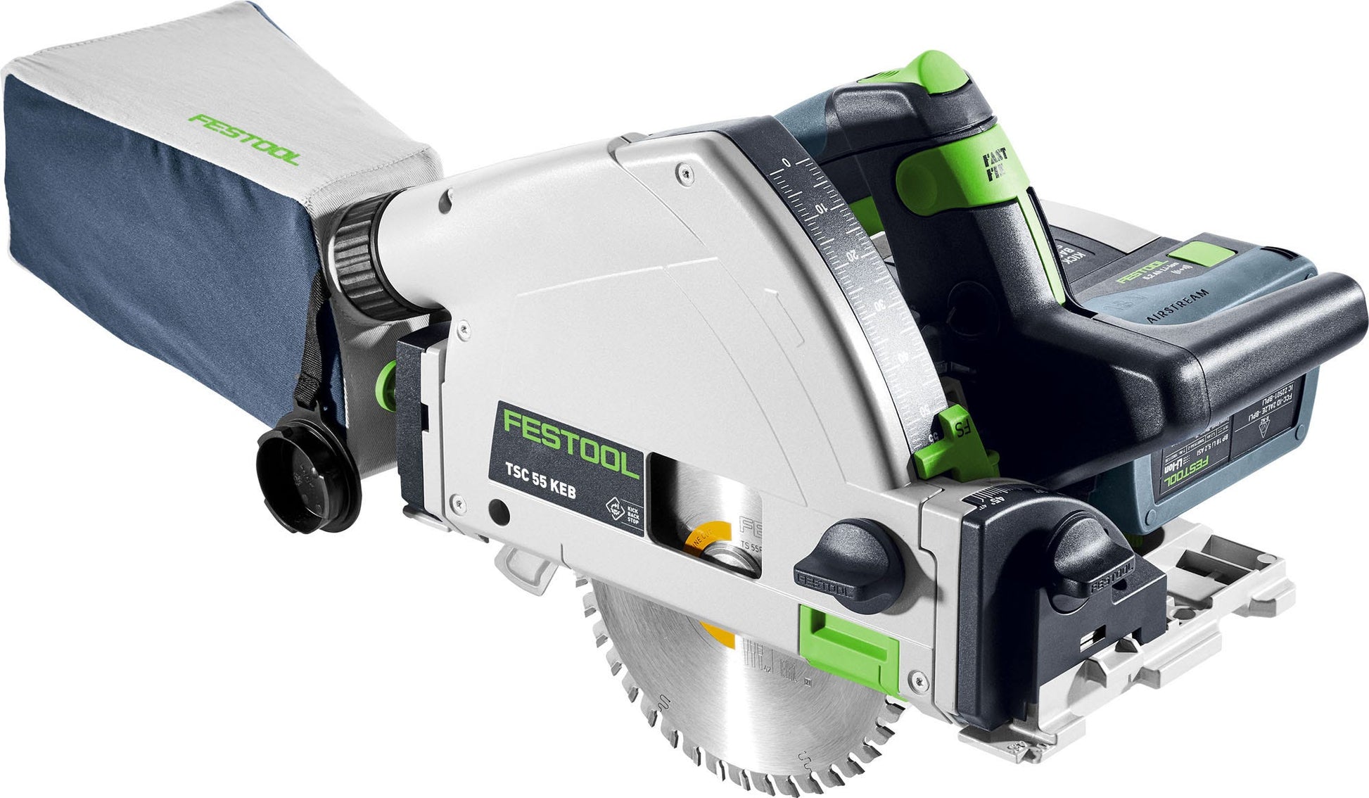 Festool 577664 TSC 55 K Cordless Track Saw + 55-Inch Guide Rail 5.2Ah Kit with Kickback Stop