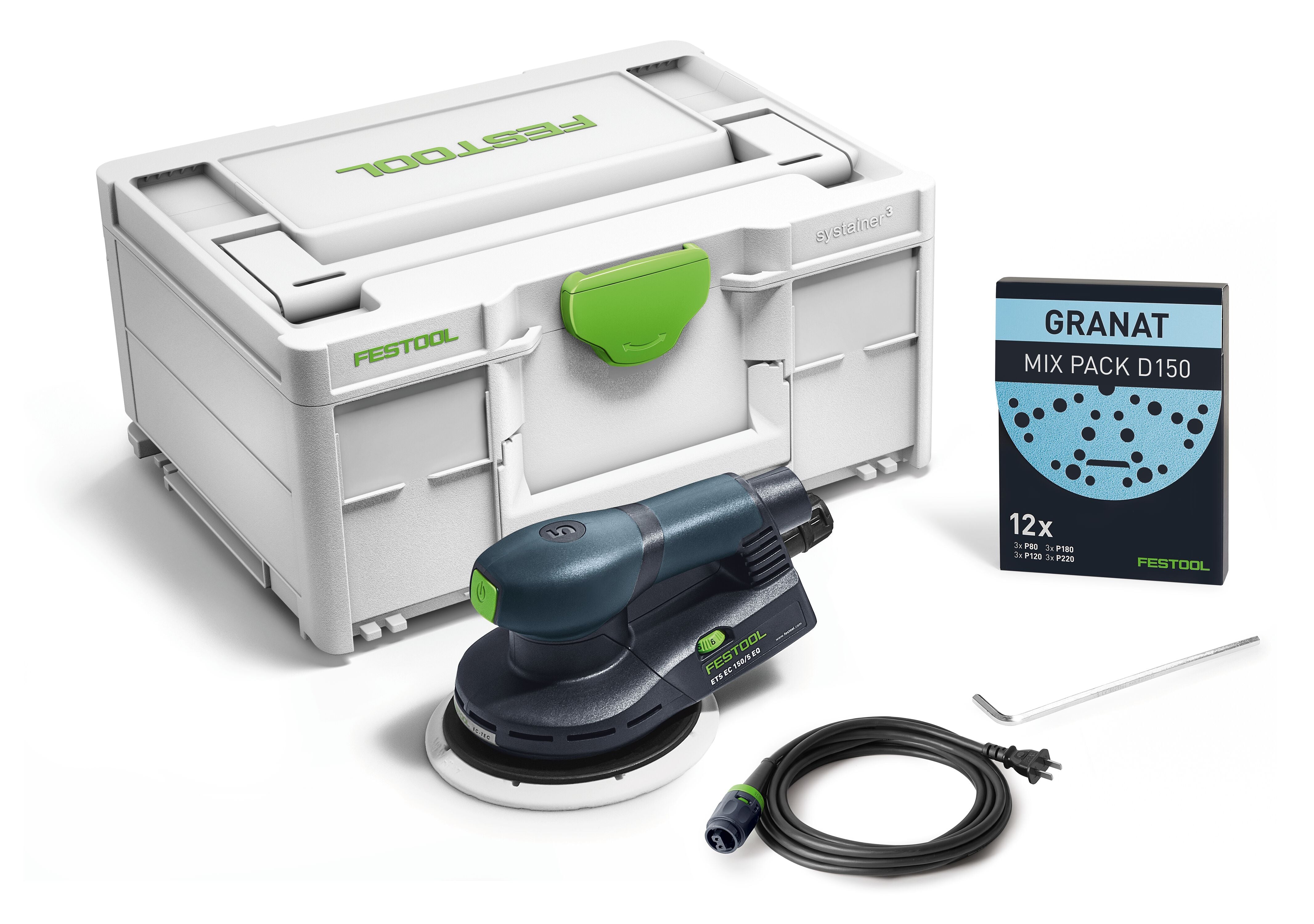 Festool 576339 ETS EC 150/5 EQ 150mm (6") Compact Brushless Finish Sander w/ Systainer3