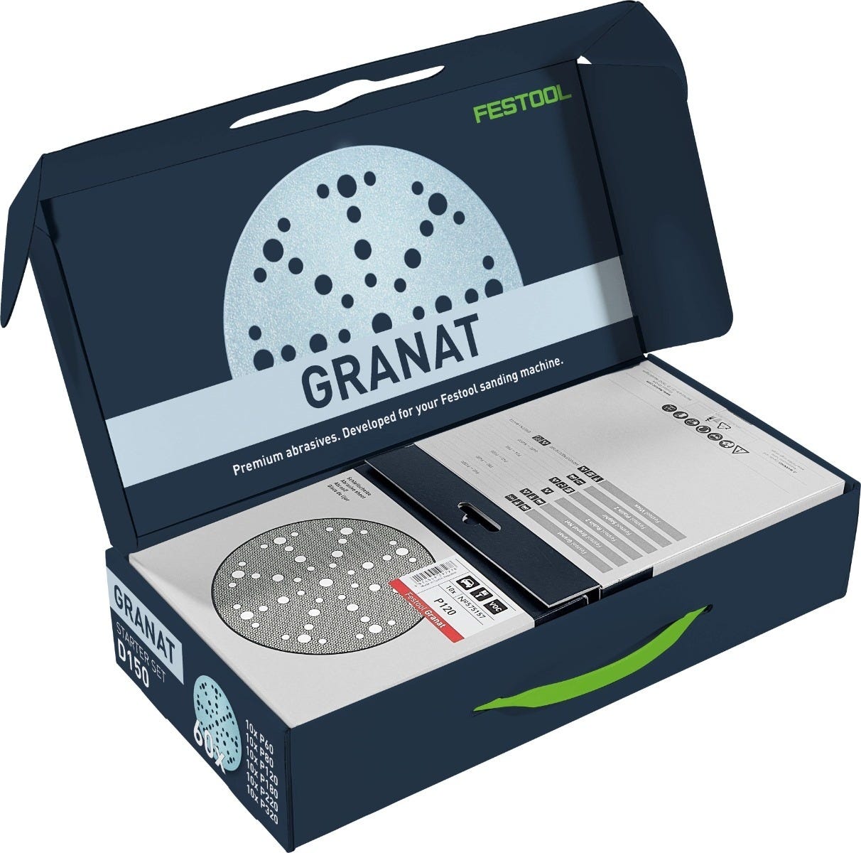 Festool Cordless 18V ETSC 2 150mm (6-in.) Sander w/ 60-Piece GRANAT Abrasive Starter Pack