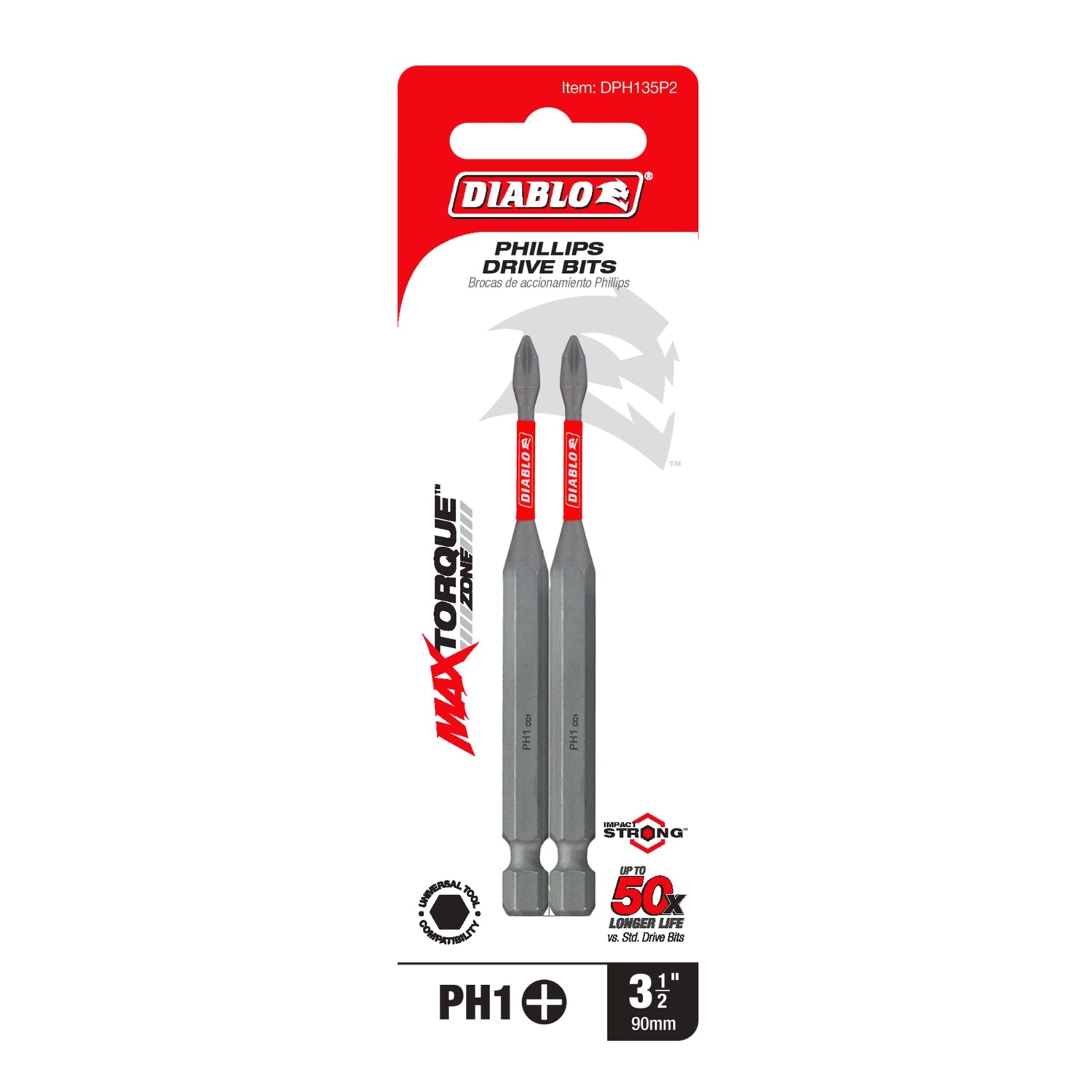 Diablo DPH135P2 3-1/2 in. #1 Phillips Drive Bit (2-Pack)
