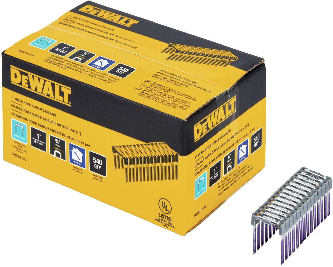 DeWALT DRS18100 3/4" x 1" Insulated Staples for DCN701 Stapler, 540-Pack