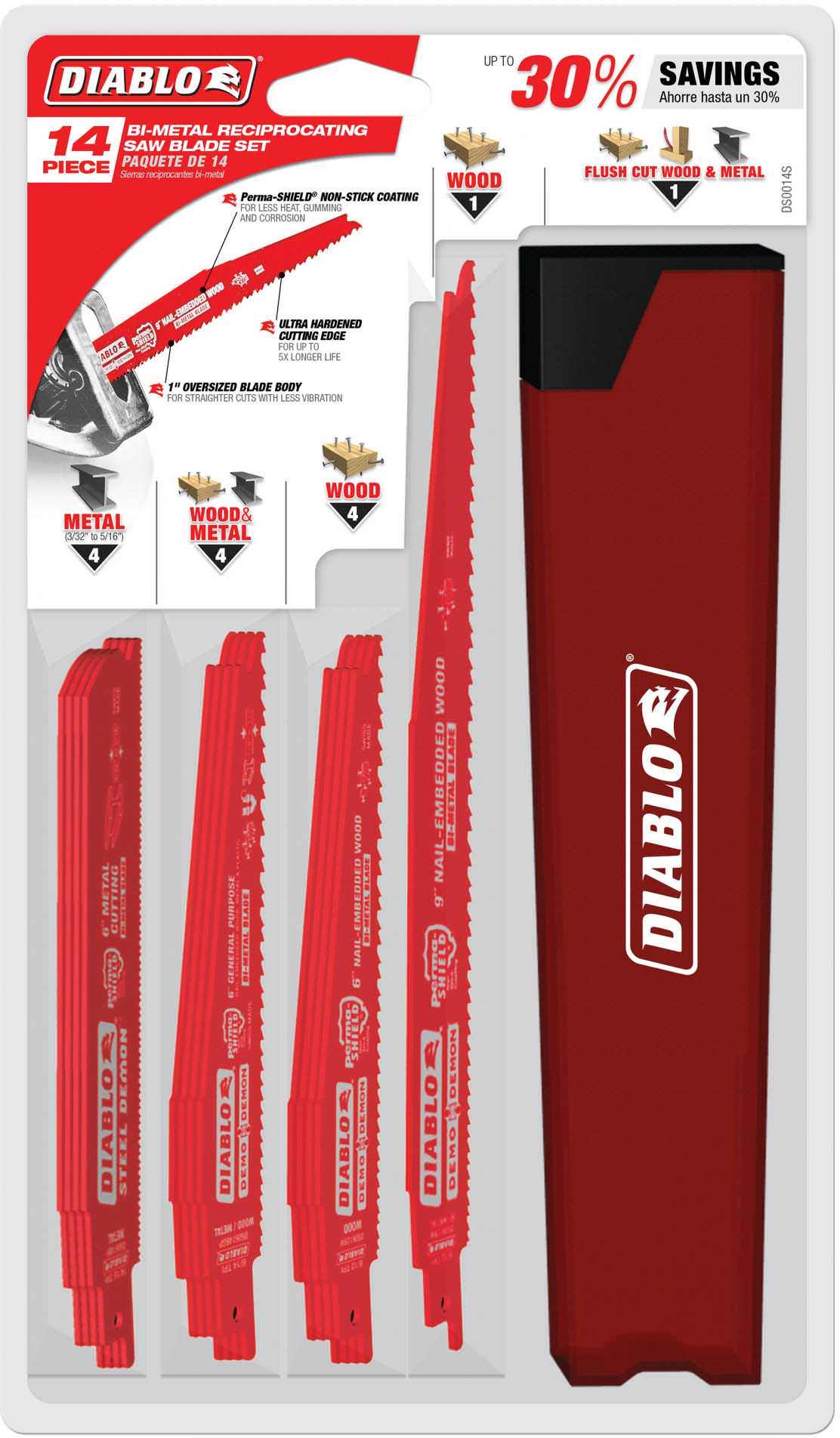 Diablo DS0014S Nail-Embedded Wood and Metal Demolition Recip 14-Piece Set