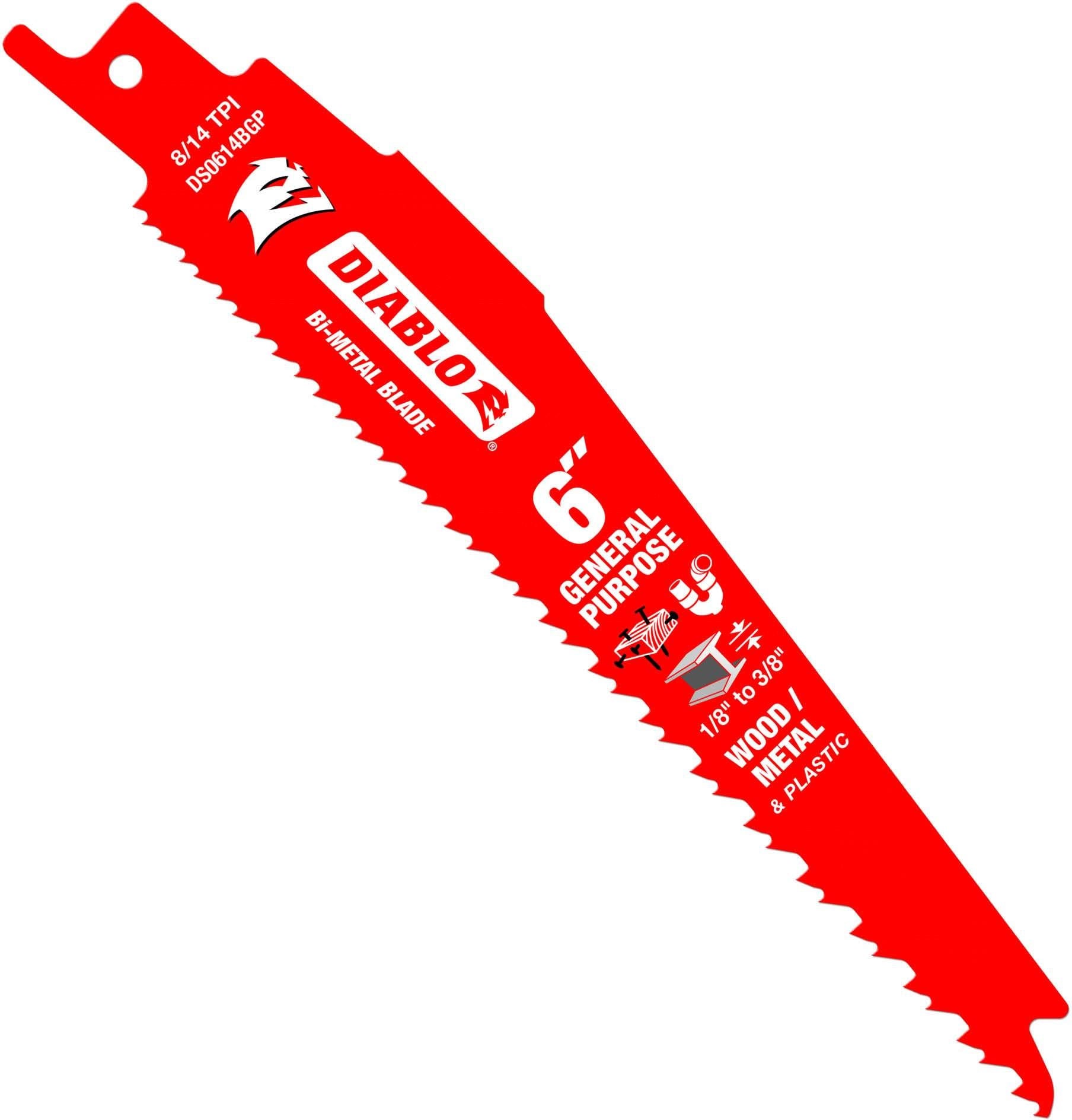 Diablo DS0614BGP5 6-Inch Bi-Metal Recip Blade for Nail-Embedded Wood, Metal, and Plastic, 5-Pack