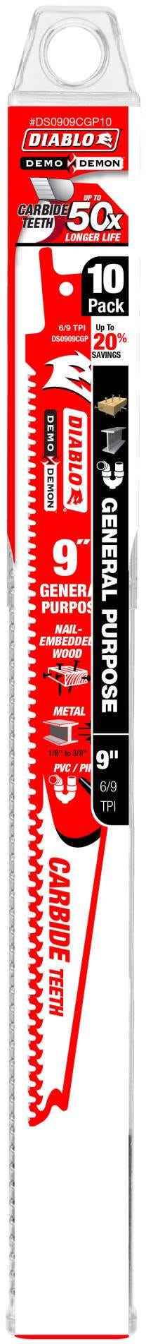 Diablo DS0909CGP 9-Inch Demo Demon Carbide General Purpose Recip