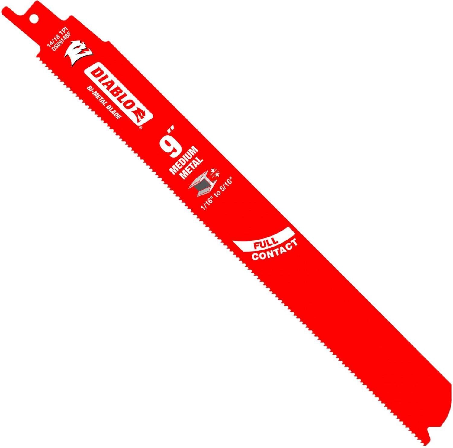 Diablo DS0914BF25 9-Inch Bi-Metal Recip Blade for Medium Metal Cutting, 25-Pack