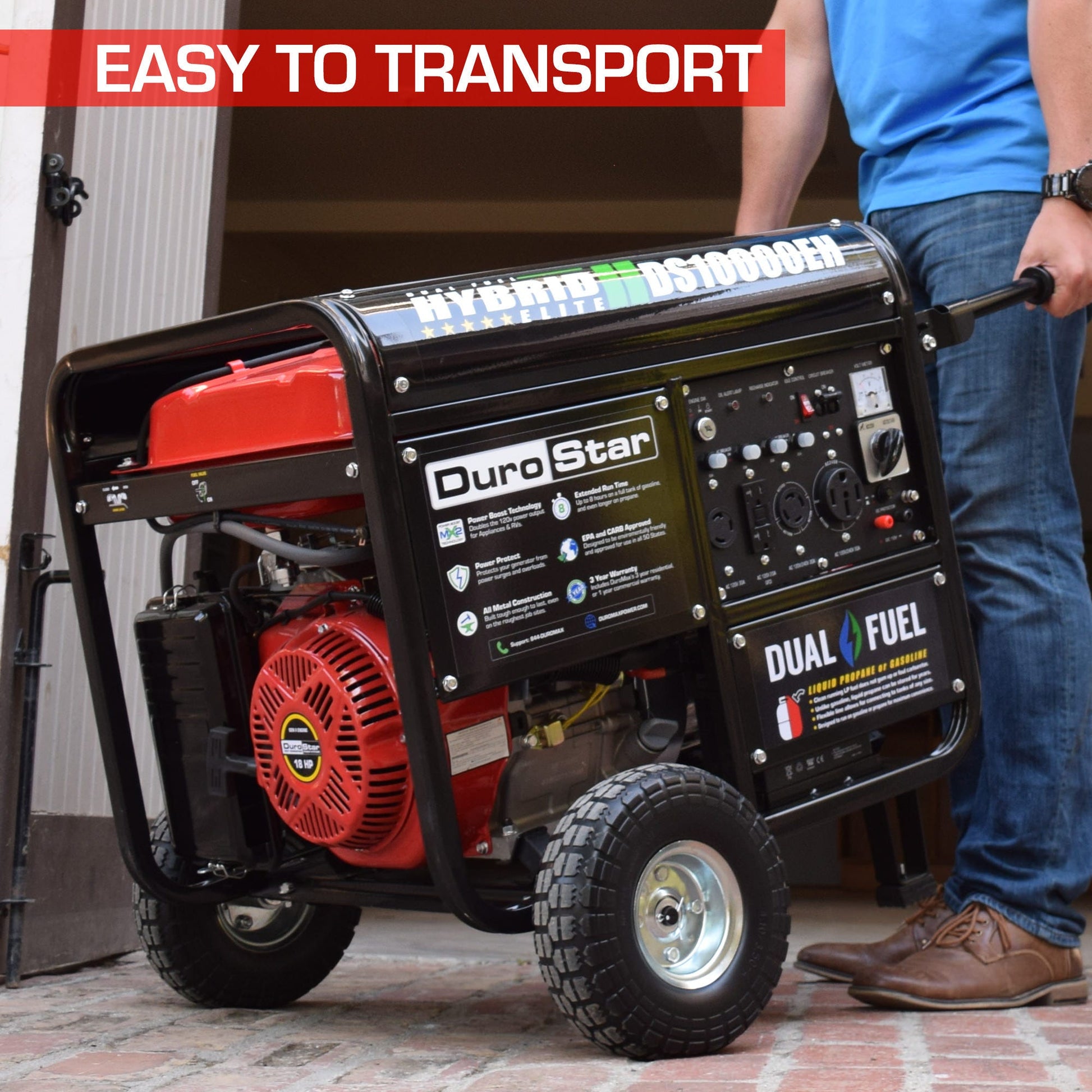 DuroStar DS10000EH 10,000-Watt 439cc Dual Fuel Hybrid Generator w/ Electric Start