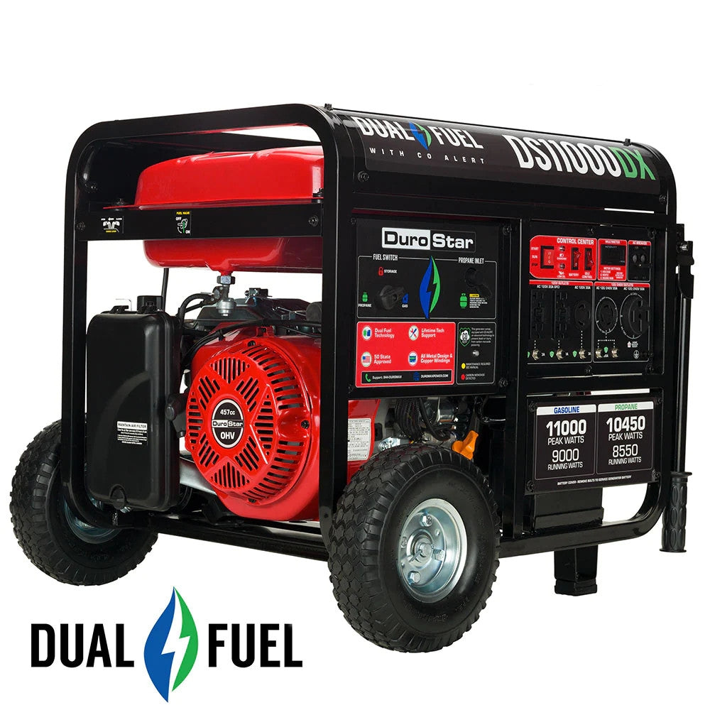 DuroStar DS11000DX 11,000 Watt Dual Fuel Portable Generator w/ CO Alert