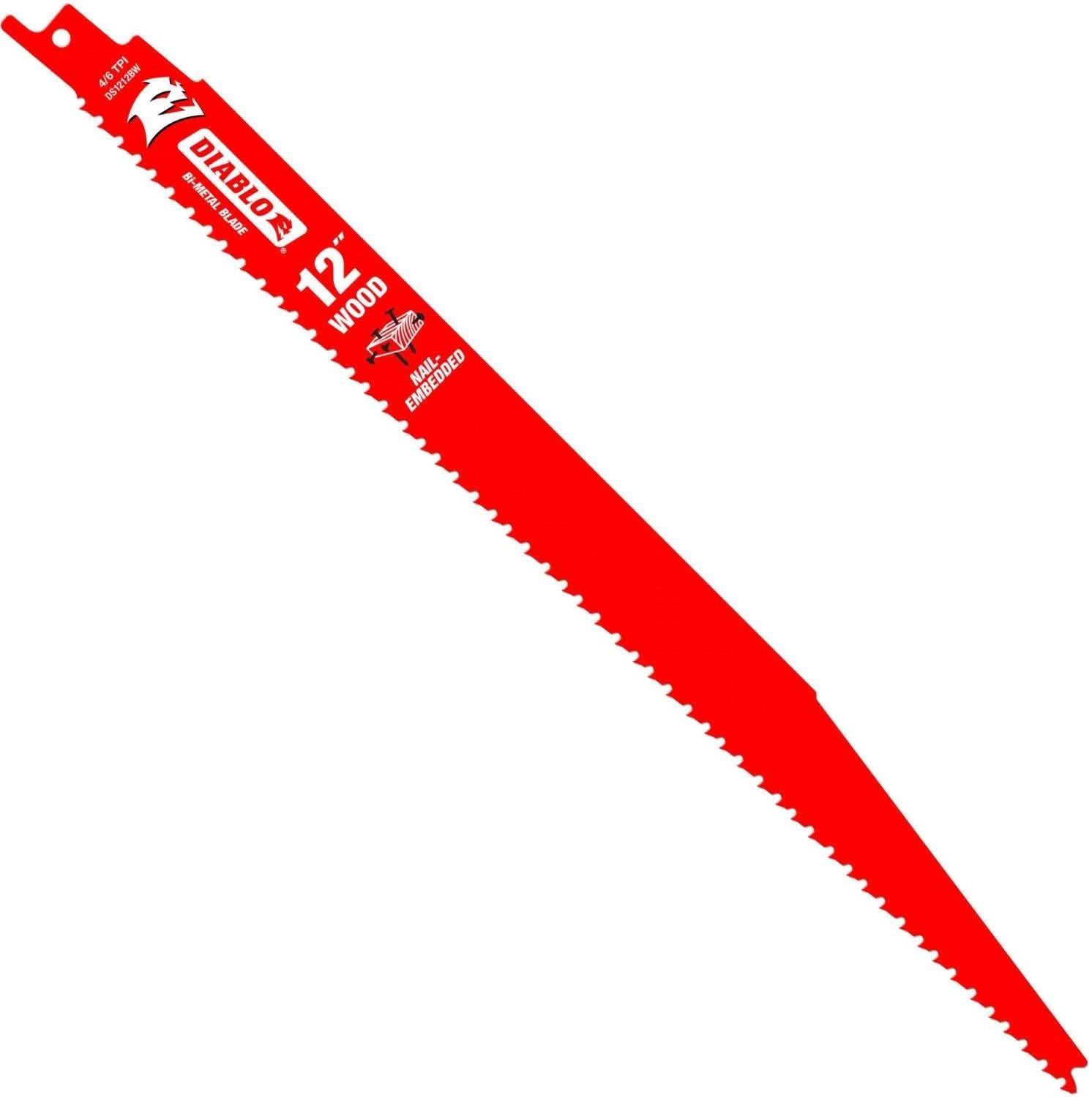 Diablo DS1212BW5 12-Inch Bi-Metal Recip Blade for Nail-Embedded Wood, 5-Pack