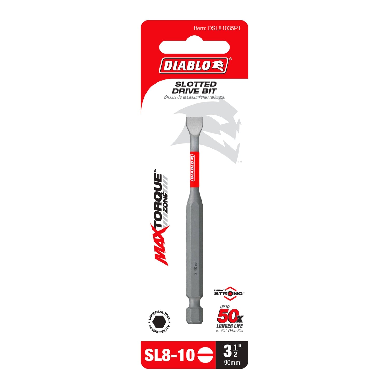 Diablo DSL81035P1 3-1/2 in. SL8/10 Slotted Drive Bit