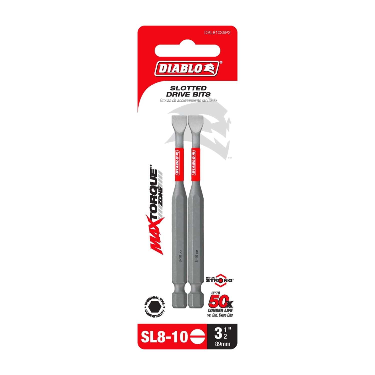 Diablo DSL81035P2 3-1/2 in. SL8/10 Slotted Drive Bit (2-Pack)