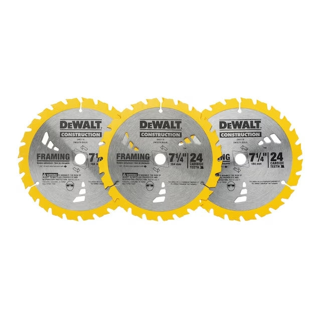 DeWalt DW3578P3 7-1/4 in. 24T Tungsten Carbide-Tipped Steel Circular Saw Blade (3-Pack)