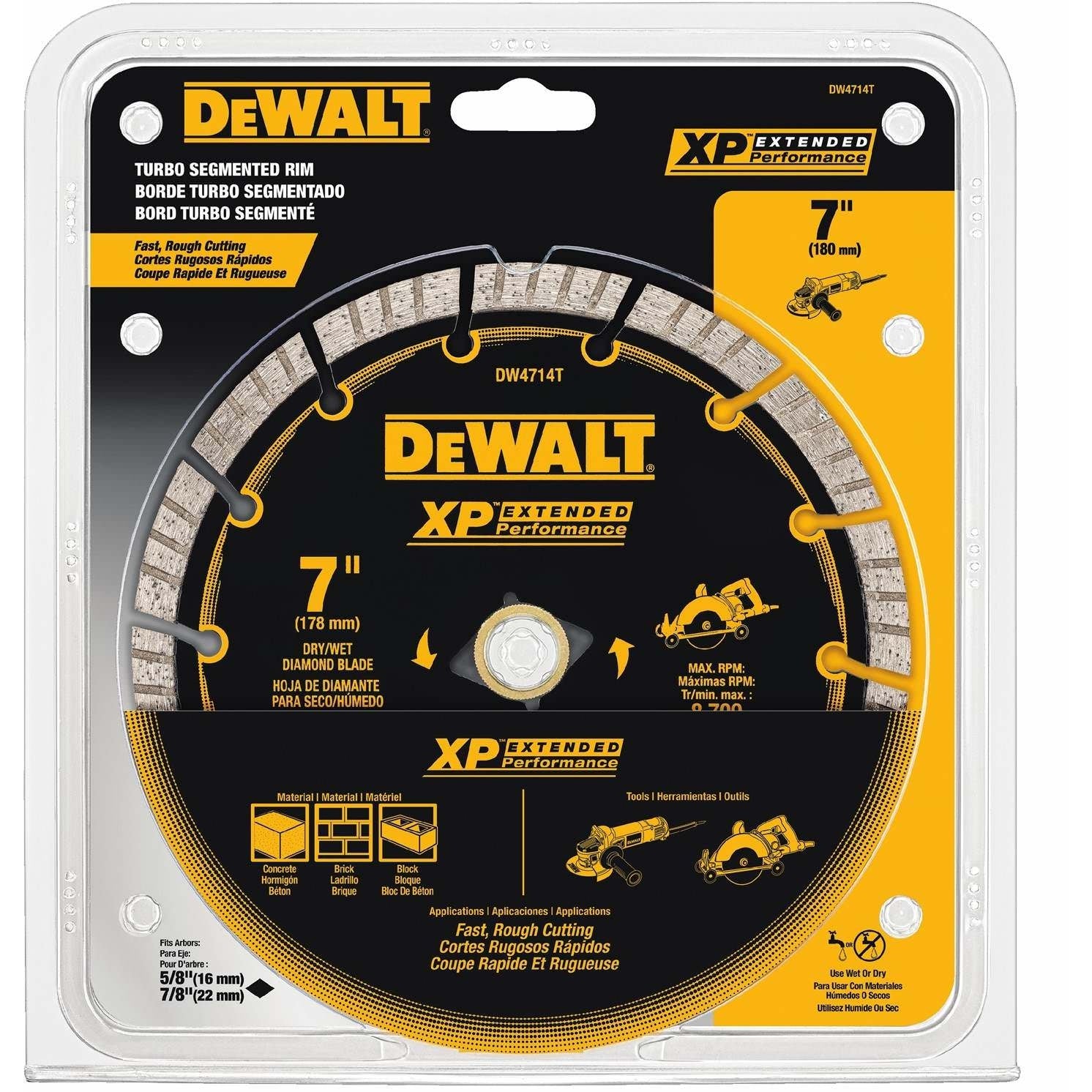 DeWalt DW4714-Tooth 7 in. XP Turbo Segmented Diamond Blade